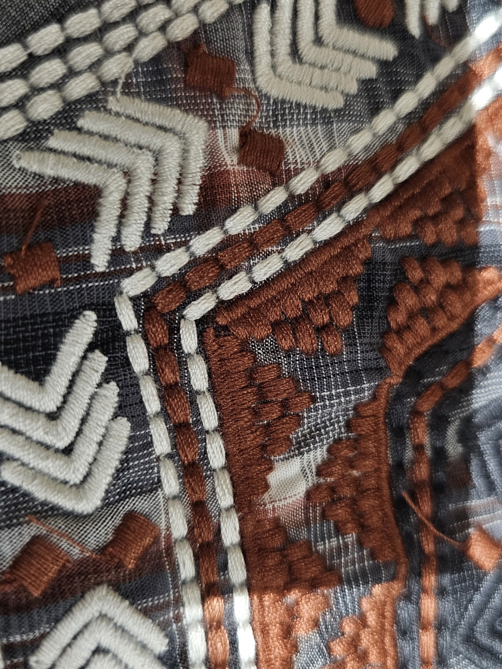 Womens Plaid Western-Style Pearl Snap Front Blouse With Embrodiery - Picture 5 of 8